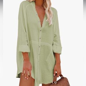 HAPCOPE Women's Button Down Shirt Dress - Size M PreLoved